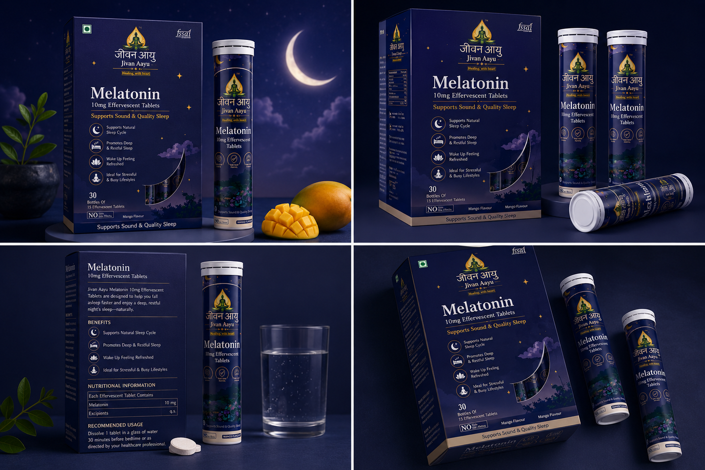 🌙 Jivan Aayu Melatonin 10mg Effervescent Tablets 😴 🎁( BUY 1 GET 1 FREE💜)