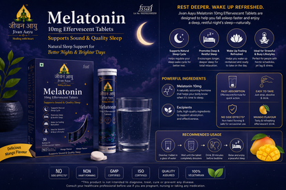 🌙 Jivan Aayu Melatonin 10mg Effervescent Tablets 😴 🎁( BUY 1 GET 1 FREE💜)