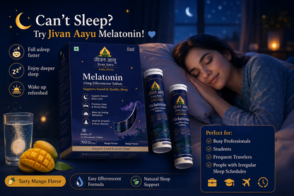 🌙 Jivan Aayu Melatonin 10mg Effervescent Tablets 😴 🎁( BUY 1 GET 1 FREE💜)