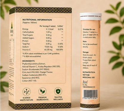 🍊 Jivan Aayu Vitamin C 500mg Effervescent Tablets 🎁 (Buy 1 Get 1 FREE🌞)