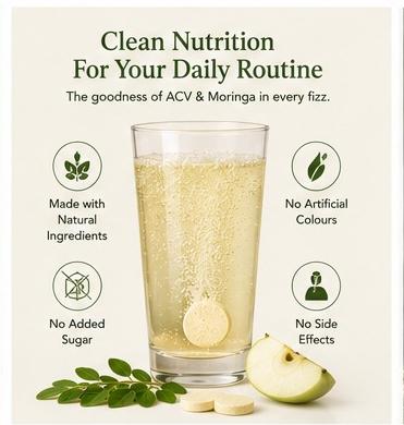 🍏 Jivan Aayu ACV with Moringa Effervescent Tablets 🎁 Buy 1 Get 1 FREE🌿