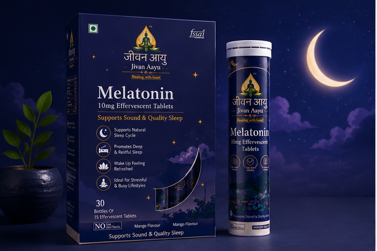 🌙 Jivan Aayu Melatonin 10mg Effervescent Tablets 😴 🎁( BUY 1 GET 1 FREE💜)