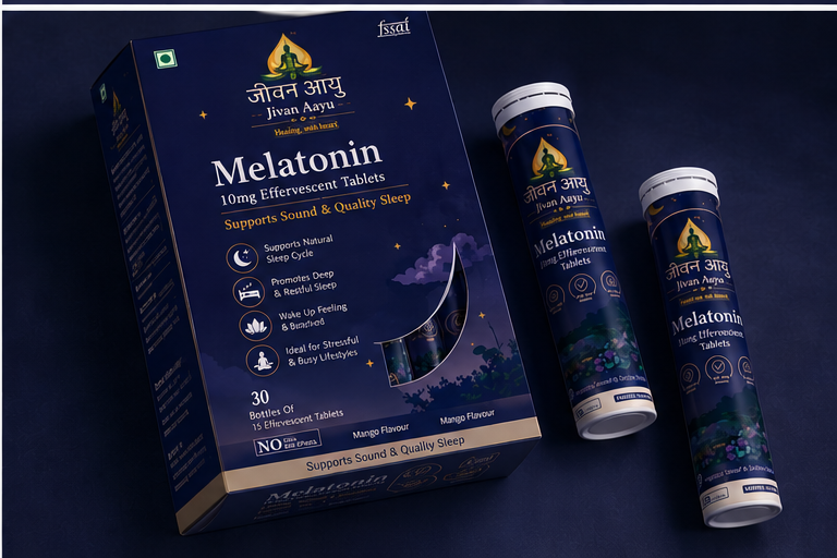 🌙 Jivan Aayu Melatonin 10mg Effervescent Tablets 😴 🎁( BUY 1 GET 1 FREE💜)