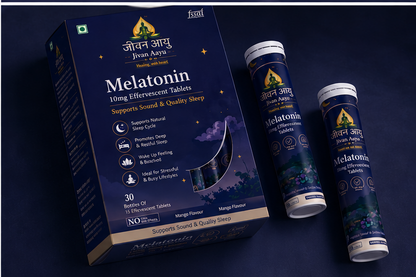 🌙 Jivan Aayu Melatonin 10mg Effervescent Tablets 😴 🎁( BUY 1 GET 1 FREE💜)