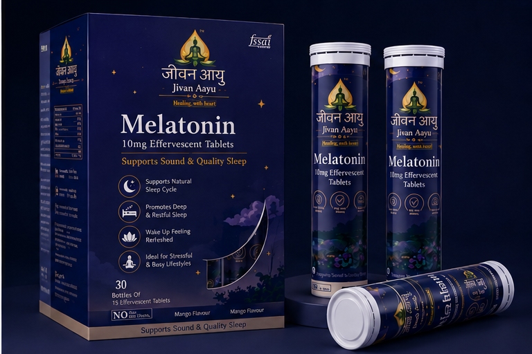 🌙 Jivan Aayu Melatonin 10mg Effervescent Tablets 😴 🎁( BUY 1 GET 1 FREE💜)